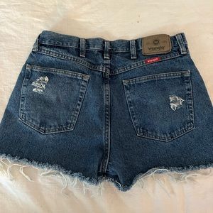 Authentic Wrangler distressed denim shorts. Never worn. Hand distressed by me